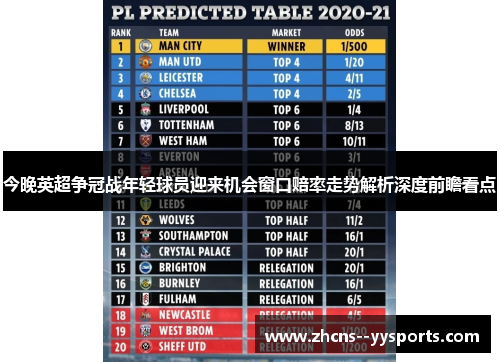 今晚英超争冠战年轻球员迎来机会窗口赔率走势解析深度前瞻看点