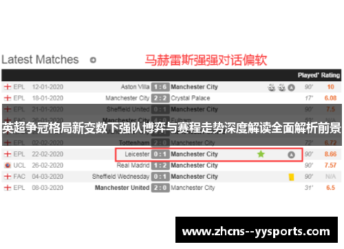 英超争冠格局新变数下强队博弈与赛程走势深度解读全面解析前景